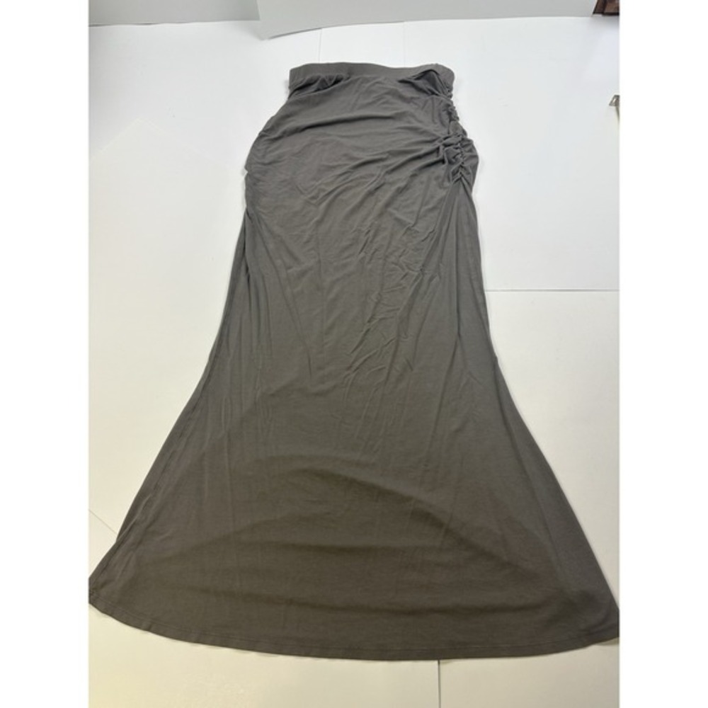 MODA International Women's Medium Maxi Skirt‎ Gray Lightweight Ruched